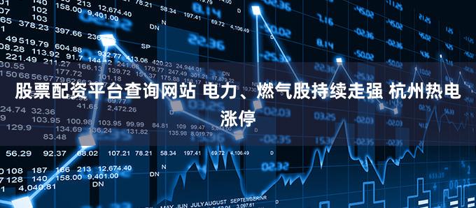 股票配资平台查询网站 电力、燃气股持续走强 杭州热电涨停